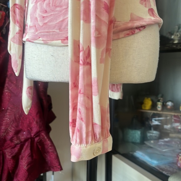 Banana Republic Pink Rose Blouse with front Tie - Picture 8 of 14